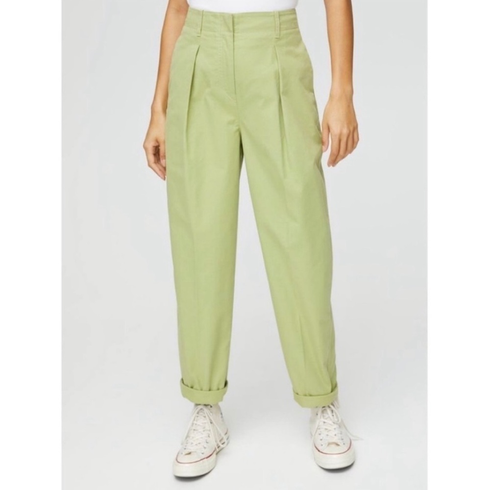 Aritzia Wilfred Free Day Off High Rise Pant Washed Green Cotton Poly Blend